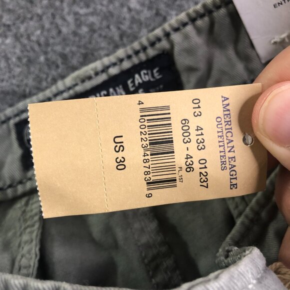 American Eagle Chino Shorts Mens 30 Gray Awesome Wash Stretch Classic Preppy 10" - Picture 4 of 14